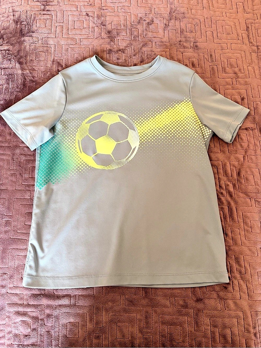 Kids Soccer Graphic Tee in Gray & Yellow